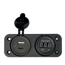 Ψηφιακό βολτόμετρο και διπλή υποδοχή USB A+C 12/24V