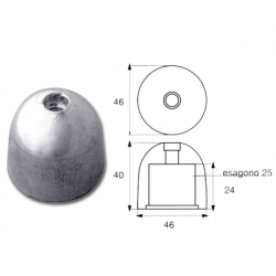 Ανόδιο bow thruster SLEIPNER – SIDE POWER κωνικό εξάγωνο Φ46mm
