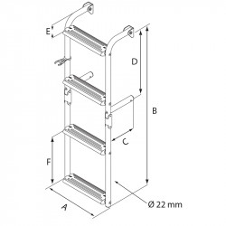 Σκάλα Inox 316 αναδιπλ.,για στενό καθρ.καμπ.90⁰