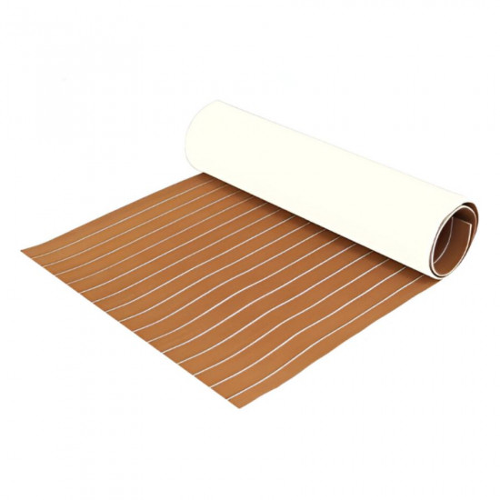 Teak Foam Πάτωμα Deck με αυτοκόλλητο ανοιχτό καφέ με λευκό αρμό120×240