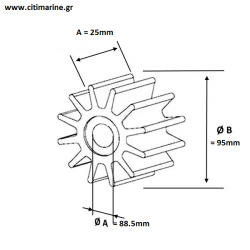 Impeller Πτερωτή CEF 500145GT JABSCO 17936-0001 & JOHNSON 09-0814B