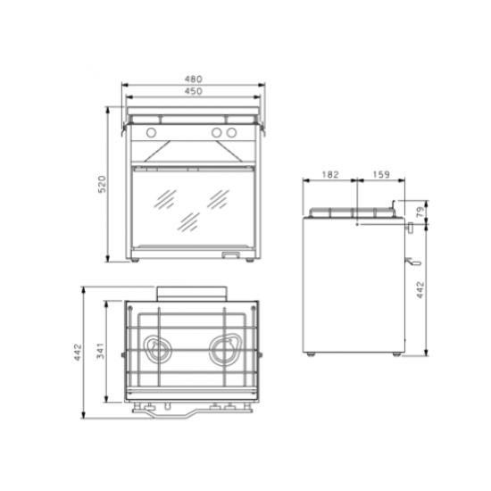 Techimpex Mastergrill Κουζίνα Αερίου - 2 Καυστήρες, Φούρνος & Γκριλ