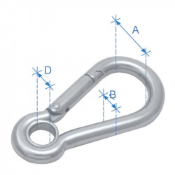 inox Carabiner Πυροσβεστικός γάντζος με μάτι, Aisi 316