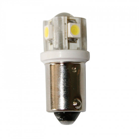 Λαμπάκι LED, 12V, BA9S, ψυχρό λευκό - 4SMDs+1LED, 9x25,5mm